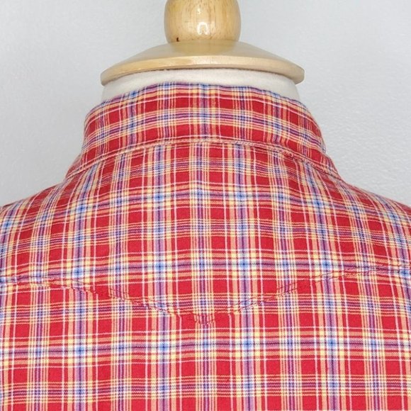 Wrangler Blues Red Blue Yellow Plaid Western Snap Front Top Size M - Picture 8 of 12